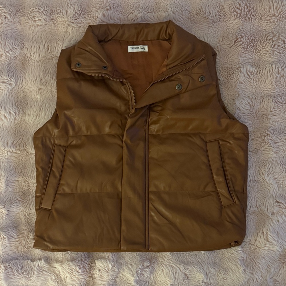 brown puffer vest